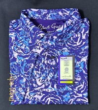 Robert Graham Men's Abstract Rose S/S Performance Polo Shirt Purple Size-S NWT