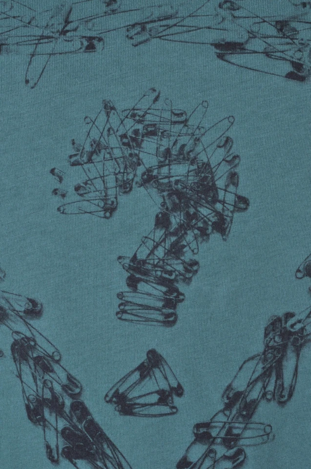 GUESS Vintage 90s Safety Pin Design T Shirt XL Punk Y2K Designer Top Green - Imagem 4 de 4