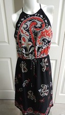 NEW LOFT CREW NECK PAISLEY MULTI COLOR PETITE DRESS SIZE SP 
