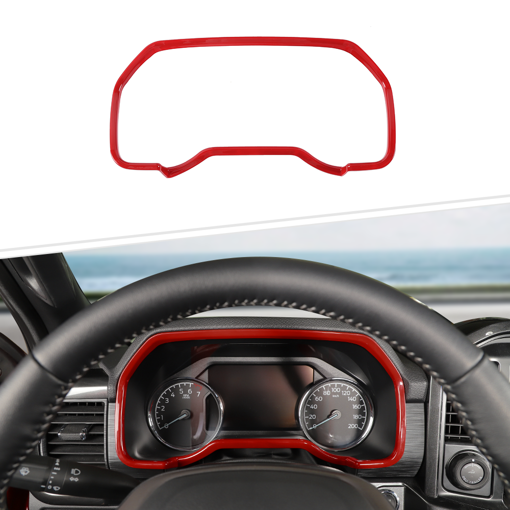 Red Dashboard track pack gauges Cover Trim Accessories For 2021 2022 Ford F-150