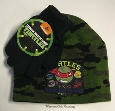 Boy's Teenage Mutant Ninja Turtles Beanie Cap Hat Glove Combo NEW Winter Set