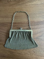 Antique English Victorian Sterling Silver Chain Mail Purse Mesh Evening Bag