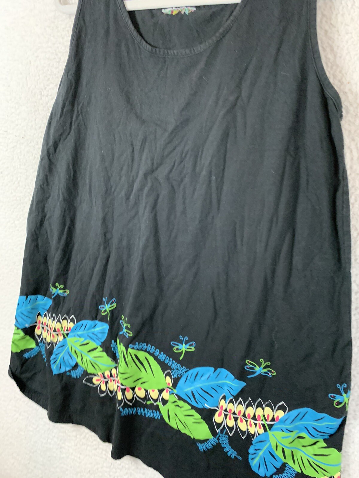 Unbranded Mini Black Floral Aloha Boho Dress Summer Beach Coverup Sundress