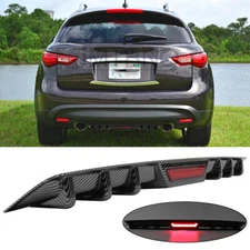 For Infiniti FX35 FX37 FX45 FX50 Carbon Rear Bumper Diffuser w/ LED Brake Light