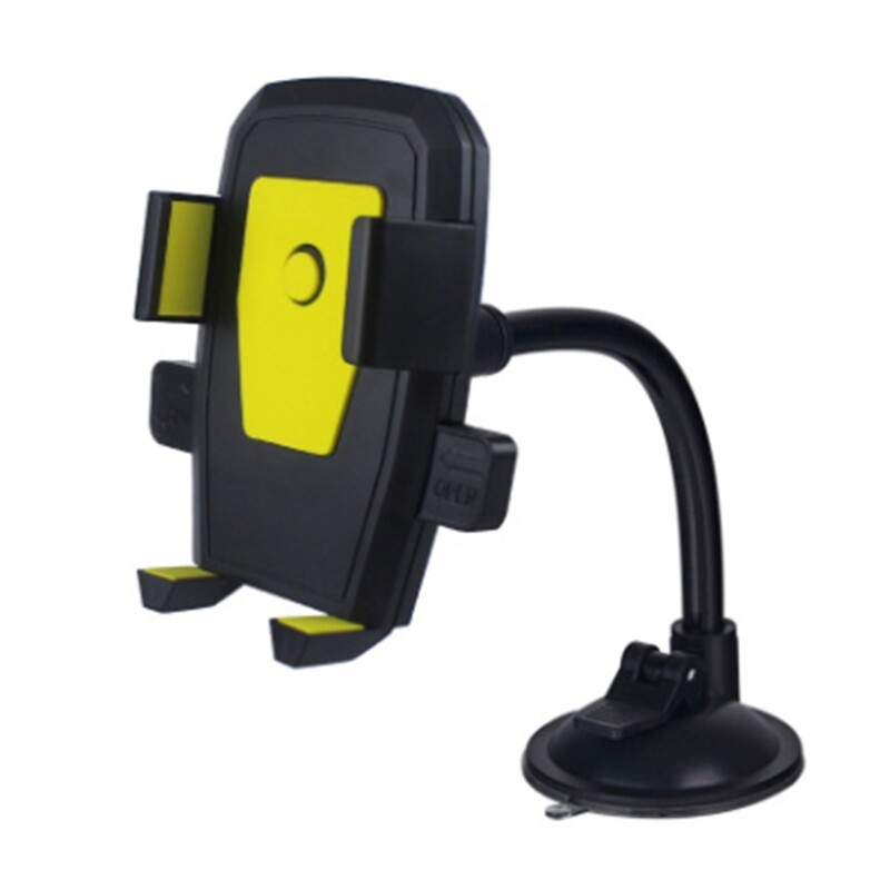 Adjustable Car Phone Mount with Strong Suction Cup and Secure Clamp for Windshield or Dashboard