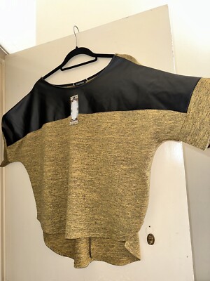 Boohoo Ladies Women's upper Faux Leather Top Blouse Size M