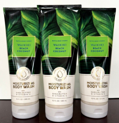 Bath & Body Works Lot of 3 WAIKIKI BEACH COCONUT Moisturizing Body Washes New