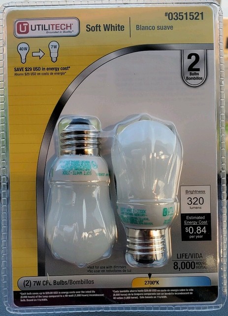 Utilitech Soft White Light Bulbs 2 Pack Small Size Fits Ceiling