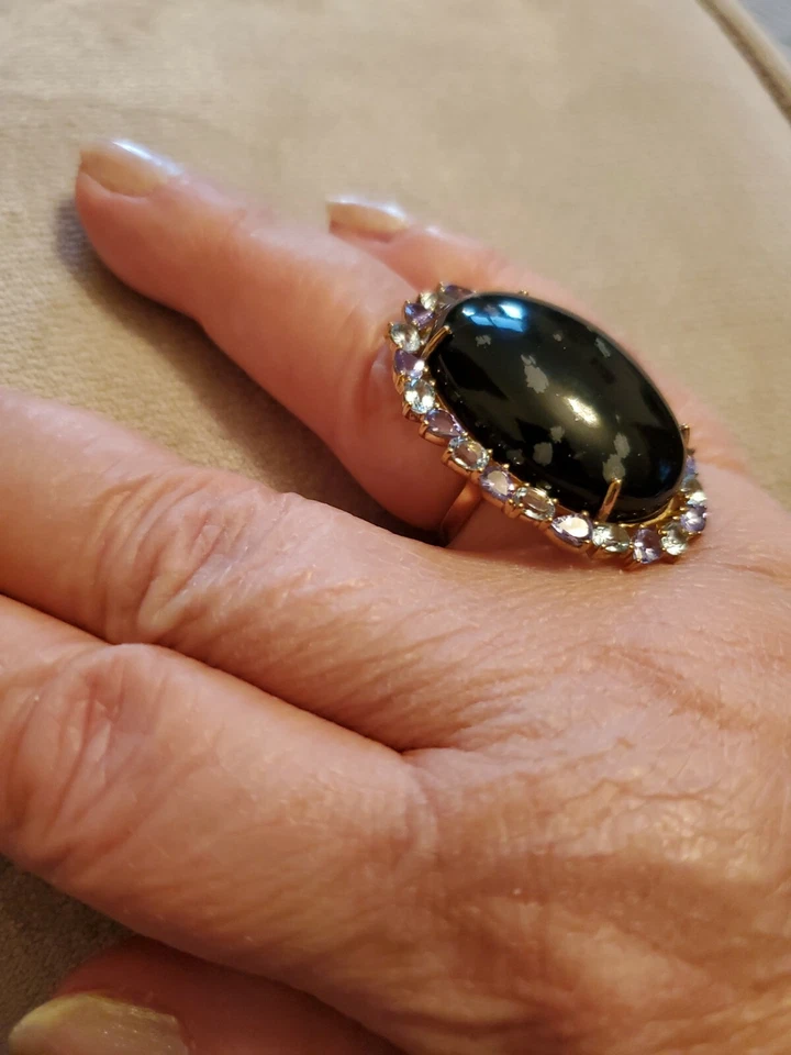 Anillo Rarities Carol Brodie Ágata Negra Tanzanita Topacio Plata 925 Talla 7 Nuevo sin Etiquetas Foto 4 de 4