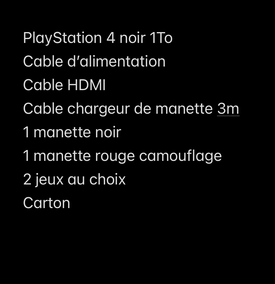 PLAYSTATION 4 SLIM 1 TO. SA BOITE + 2 2 JEUX AU CHOIX (voir