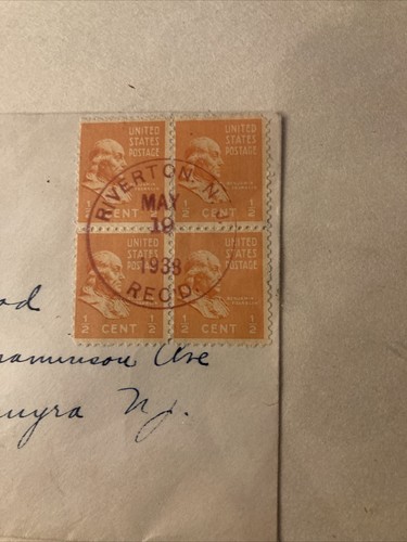 1938 1/2c Benjamin Franklin first day of issue May 19, 1938 block of four. - Picture 2 of 6