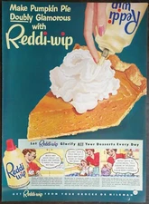 Vintage 1951 Reddi Wip Whipped Cream Pumpkin Pie Full Page Original Ad 823