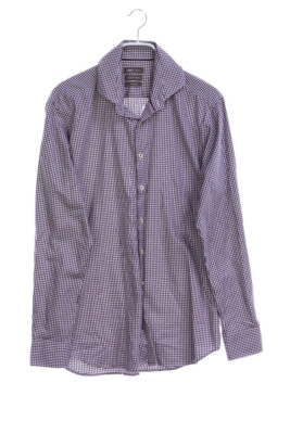 JJB BENSON checked shirt Pleated M bordeaux off-white NON IRON