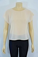 New Designer Sleeveless Casual Sheer Lace Cream Top Size Small On Sale df