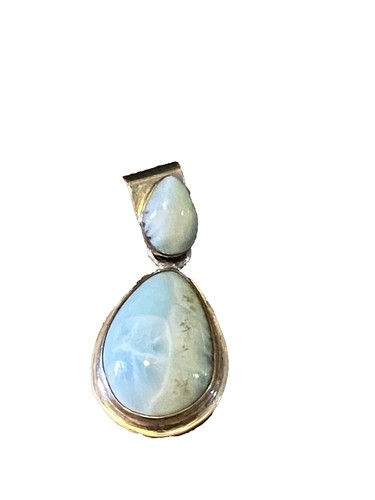 Larimar Seepferdchen Halskette 10 Mm Rund Cabochon 0,925 Sterlingsilber