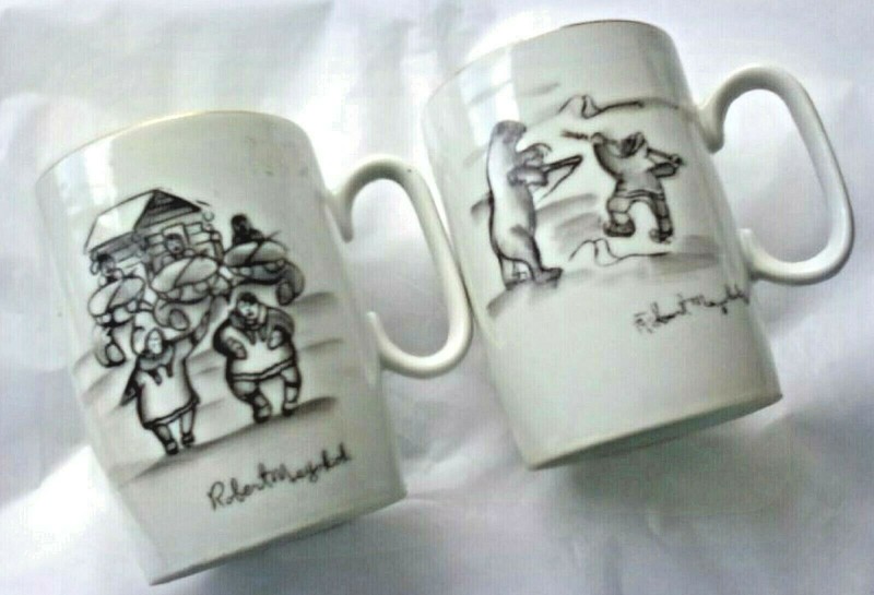 vintage set 2 Robert Mayokok Alaska Native Artist Cups mugs Inuit 