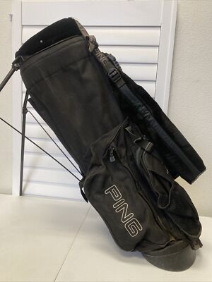 PING HOOFER 3 Black 4 Way Stand Carry Golf Bag w/ Dual Padded