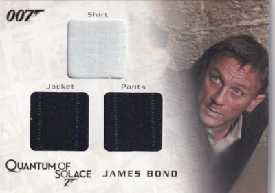 James Bond 007 Triple Relic / Costume Card QC12 Bond's Shirt, Jacket & Pants