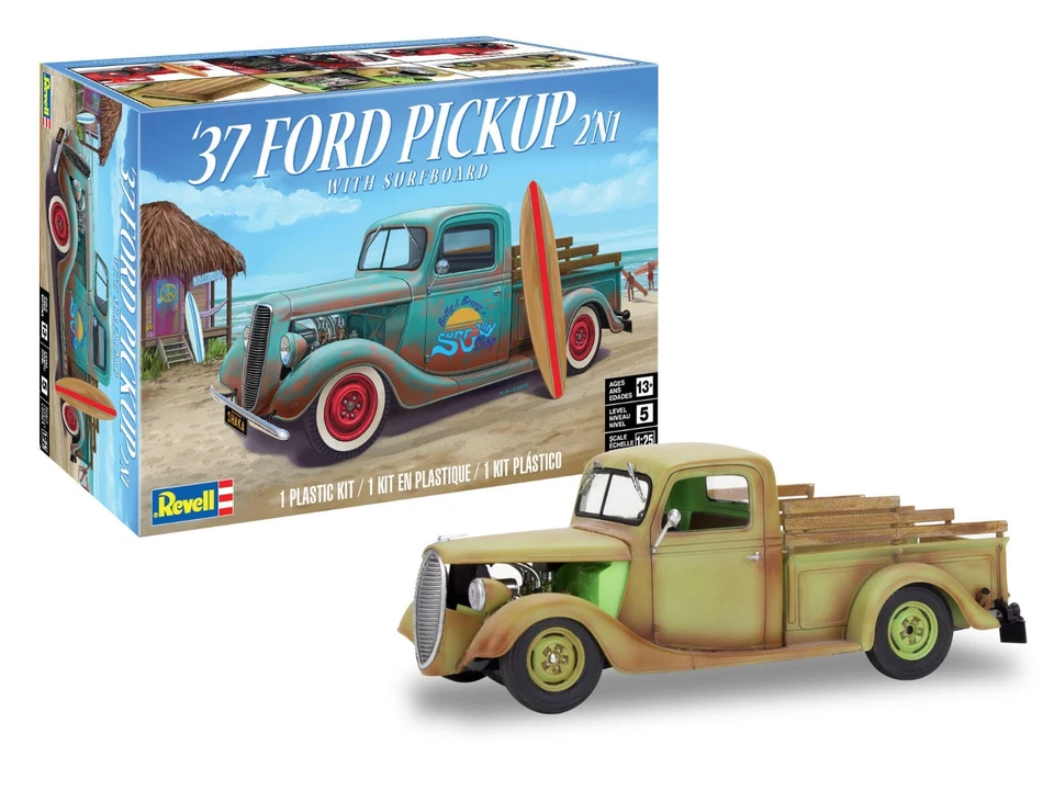 Revell 14516 '37 Ford Pickup with Surfboard 2in1 Bausatz in 1:25 Neu+OVP - Bild 2 von 4