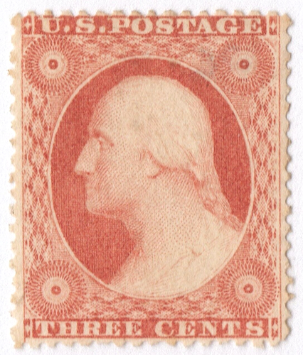 US Sc# 26 *MINT NO GUM* { -VF- 3c DULL RED WASHINGTON } GREAT TYPE II FROM 1857 - Picture 3 of 6