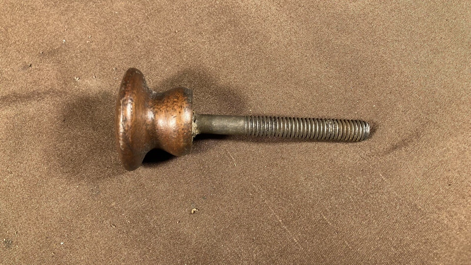 Antique Walnut? Round Knob Thick Drawer Door Pull Handle Long Threaded Shank - Image 3 of 4