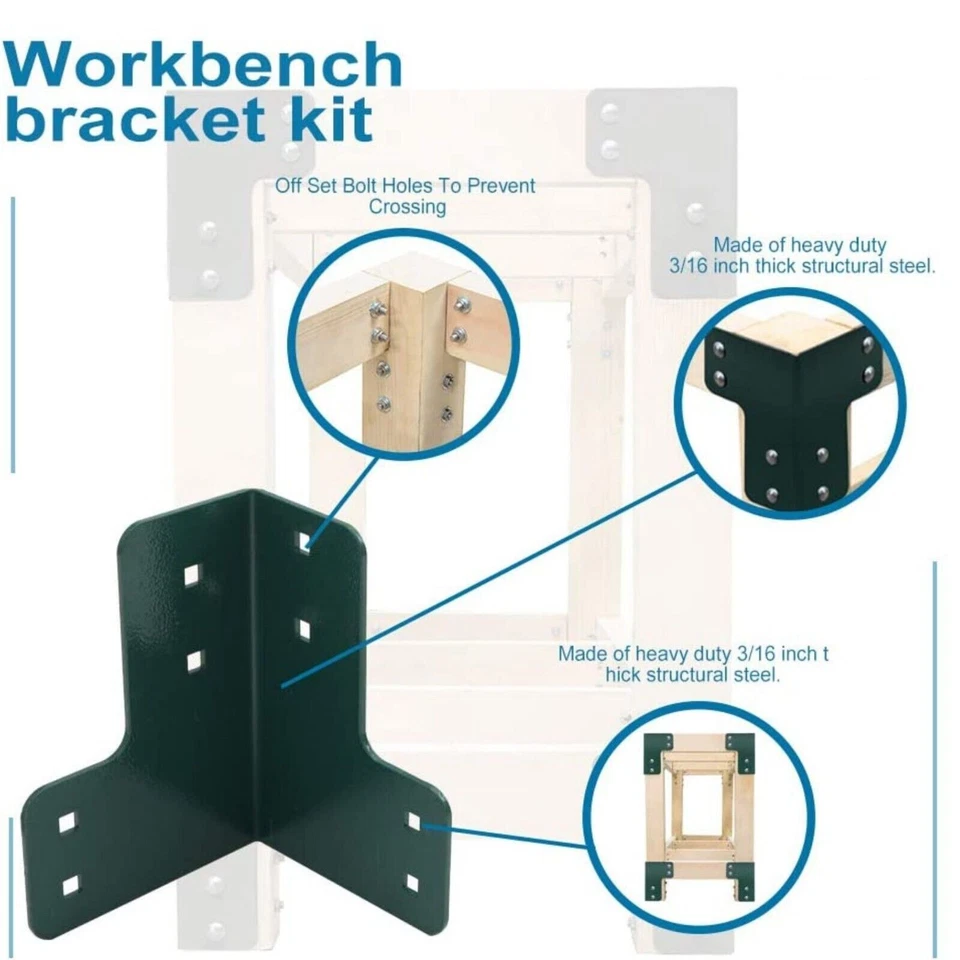 Kit de suporte de bancada resistente 8 peças (4x4, 5mm de espessura, verde): ângulo de 90° - Imagem 4 de 4