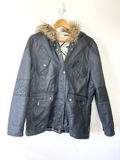 Bellfield Women's Black Wax Cotton Fleece Lined Jacket Size 12