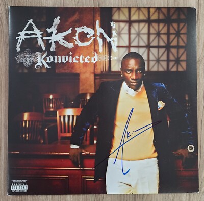 Akon Signed Konvicted Vinyl Record Album Hip Hop Rap Singer