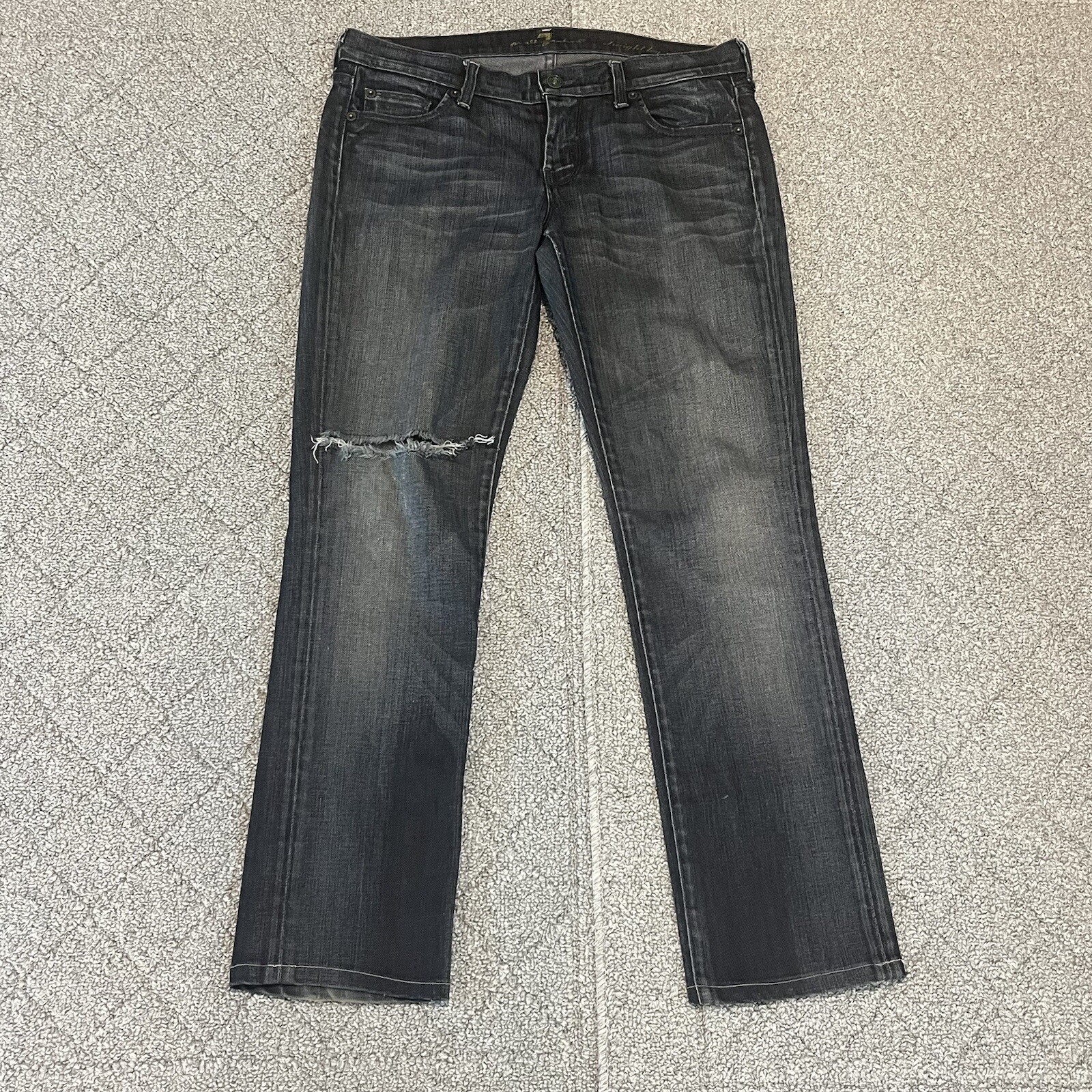 7 For All Mankind Womens Dark Wash Blue Straight Leg Jeans Size 30