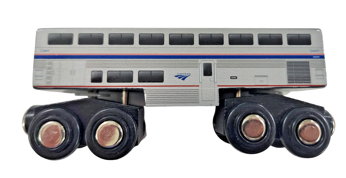 Wooden Amtrak Train Superliner Coach Car 02452 4.25 inch