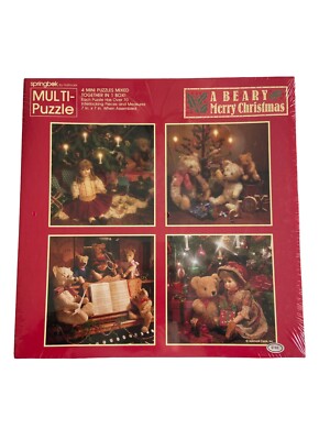 Springbok Hallmark Multi Puzzle A Beary Merry Christmas 4 in 1 Jigsaw Sealed New
