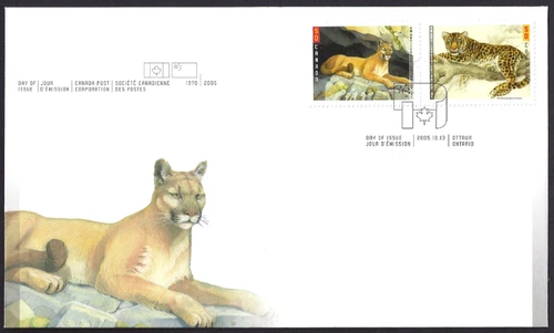 🍁Canada   # 2122/2123    "BIG CATS"    Brand New  2005  First Day Cover