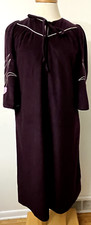 Womens Housecoat Nightgown Robe Large Plum Purple Velour Vintage