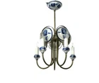 Delft Blue White Porcelain  Brass Chandelier Dutch 5 Arm Lights HTF Medallions