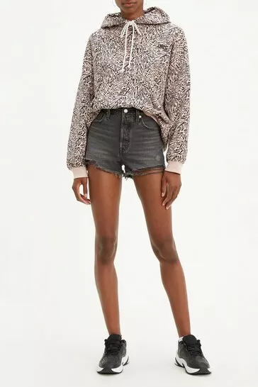 Levi's 501 high rise short with raw hem sales and rips