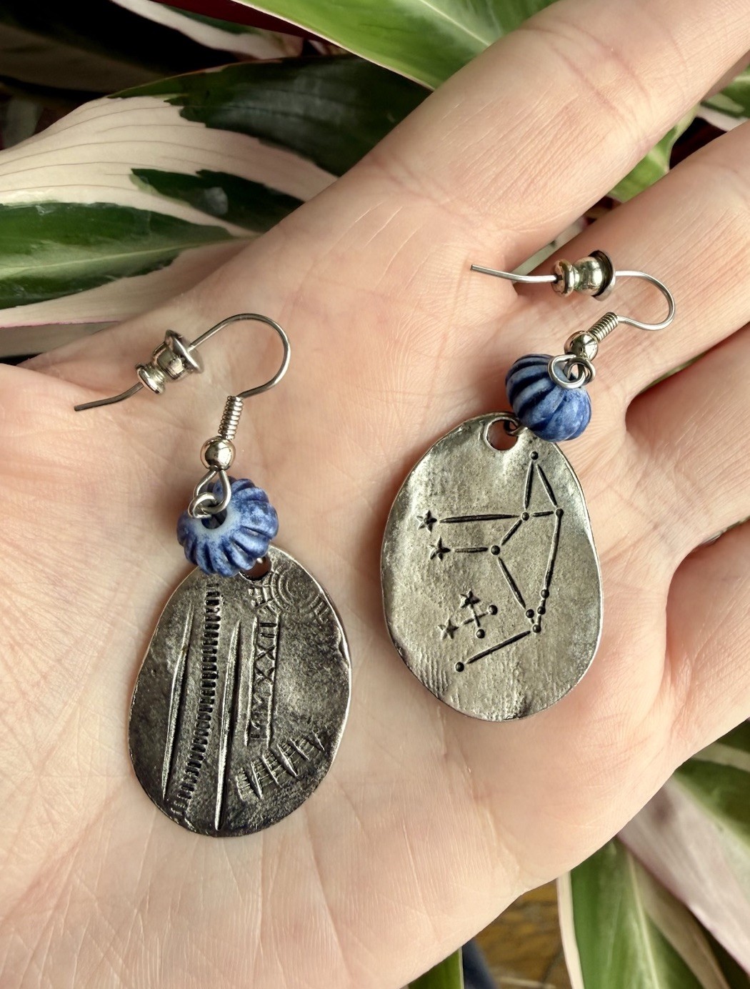 Constellation Astrology Silver Tone Artisan Dangl… - image 1