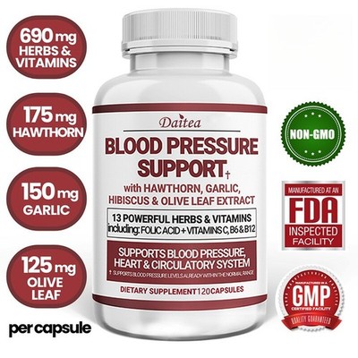 Premium Blood Pressure Support Supplement - Supports Heart Health - 120 Capsules