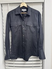Women’s Frame Arie Cutaway Long Sleeve Linen Blend Shirt Noir Size S
