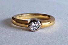 Ring Solitär 750/18k Gelbgold Weissgold Brillant 0,18ct W/si Gr. 52