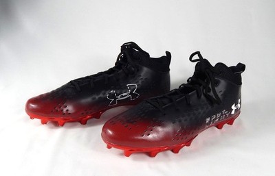 Under Armour Spot Light Midtop Texas Tech Black/Red Football Cleats Size 14