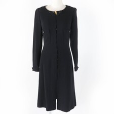 Excellent CHANEL one piece COCO Mark Button Logo Metal black Women 36 96A