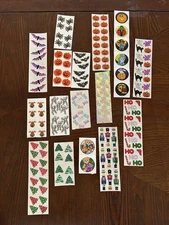 VTG Sandylion Mrs Grossman Sticker Lot Glitter Prismatic Holographic Fuzzy xmas