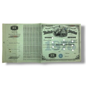 1875 $25 Peddler Second Class US Internal Revenue Special Tax Stamp Green