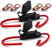 2Pcs Black In-Line 8 Gauge AWG Waterproof Fuse Holder for Maxi Fuse with 4Pcs UL