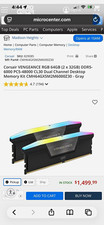 Corsair Vengeance RGB DDR5 64GB (2x32GB) 6000 CL30 DIMM CMH64GX5M2M6000Z30