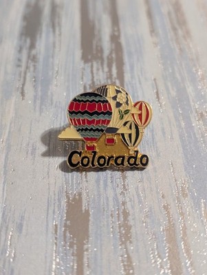 Colorado Hot Air Balloons Lapel Pin - Colorful Hat Map USA State Travel Souvenir