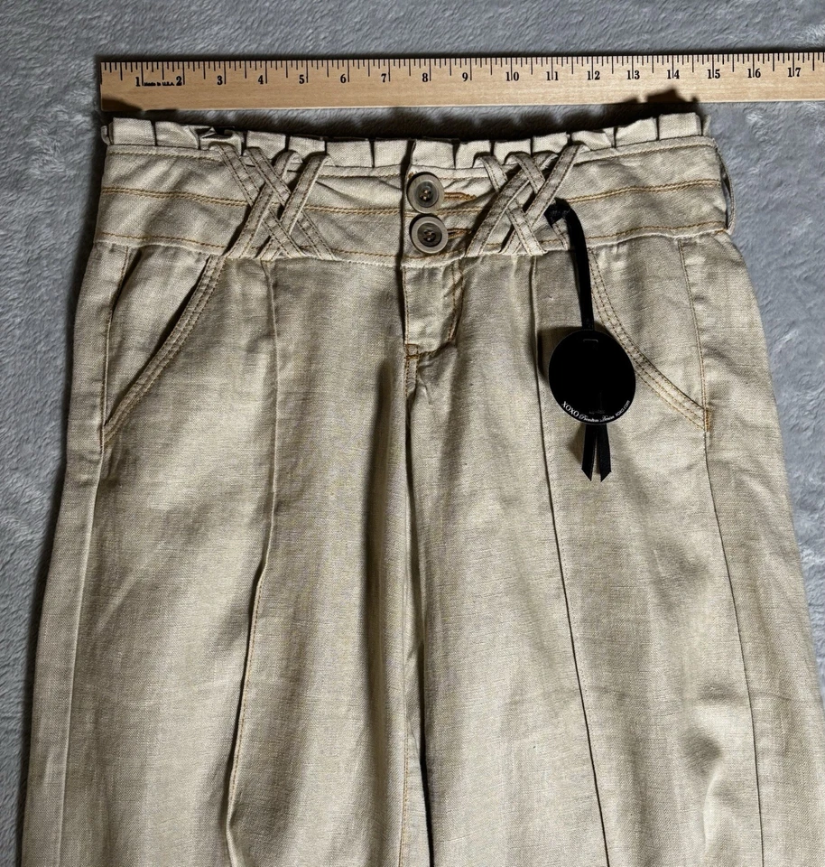 XOXO Women’s Size 0 100% Linen Culottes Capri Pants Tan - Image 3 of 4