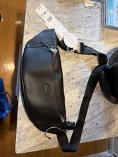 NWT Lacoste Cow Leather Grained Black Bag Fanny Pack Crossbody Waist NH2816CE