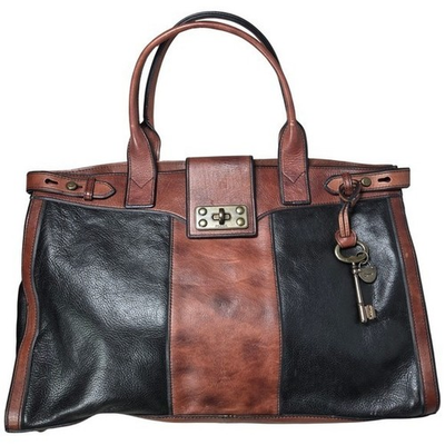 #ad #ad Fossil Vintage Reissue Weekender Leather Tote Bag Whiskey Brown amp; Black $133.00