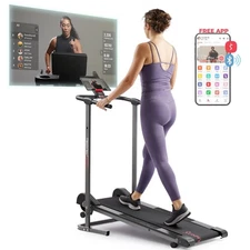 Manual Walking Treadmill Fixed Incline Compact Foldable LCD Monitor Free App